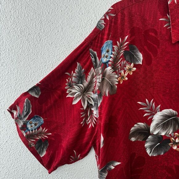 Windham Pointe Mens Hawaiian Tropical Shirt Short Sleeve Red SZ L - Picture 4 of 16